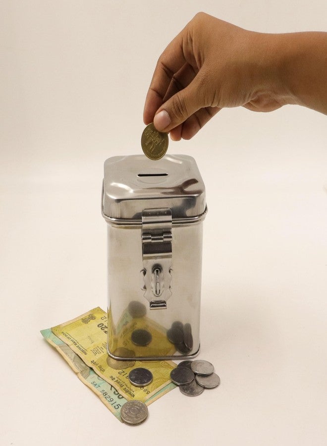 Spillbox حصالة نقود تقليدية مصنوعة يدويًا من الفولاذ المقاوم للصدأ من Spillbox | صندوق نقود | حصالة عملات معدنية | وعاء نقود | صندوق لجمع العملات المعدنية | خزنة عملات | موفر للعملات - حصالة نقود من الفولاذ المقاوم للصدأ (صغيرة) - Image 3